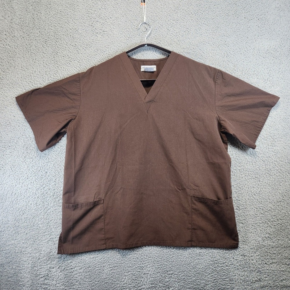 Natural Uniforms Natural Comfort Adult Size Scrub XL Brown V Neck‎ Short Sleeve